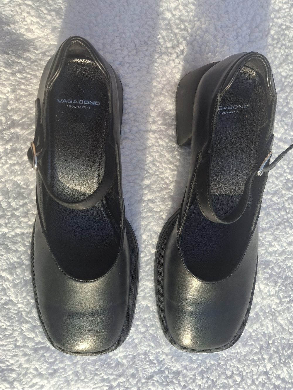 Vagabond Black Leather Square Toe Mary Jane Block Heel  - Size 41 - Picture 5 of 11